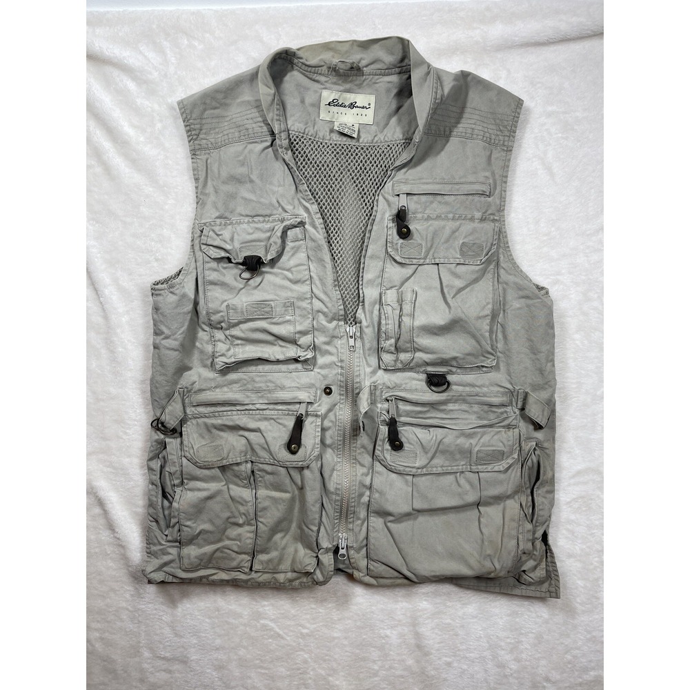 Men's Size Small Eddie Bauer Fishing Hunting Utility Vest 100% Vented Stained